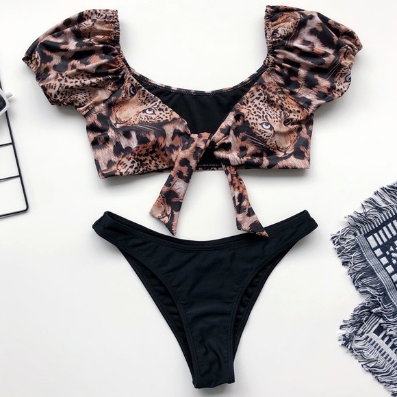 ❤️Leopard Print Front Tie Bikini Set - Picture 2 of 3